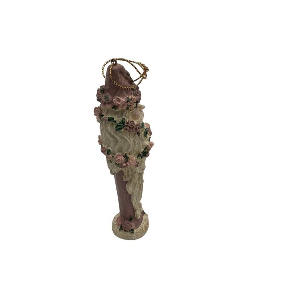 Santa Christmas Ornament Pink Floral‎ Accents